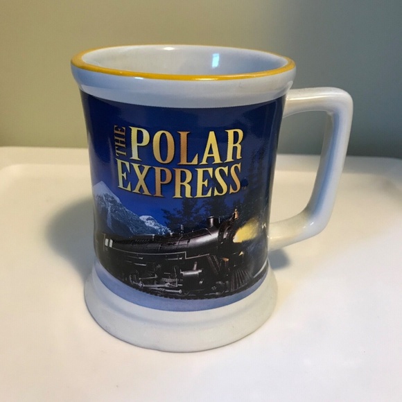 Polar Express Believe Blue With Yellow Rim Mug - Picture 2 of 3